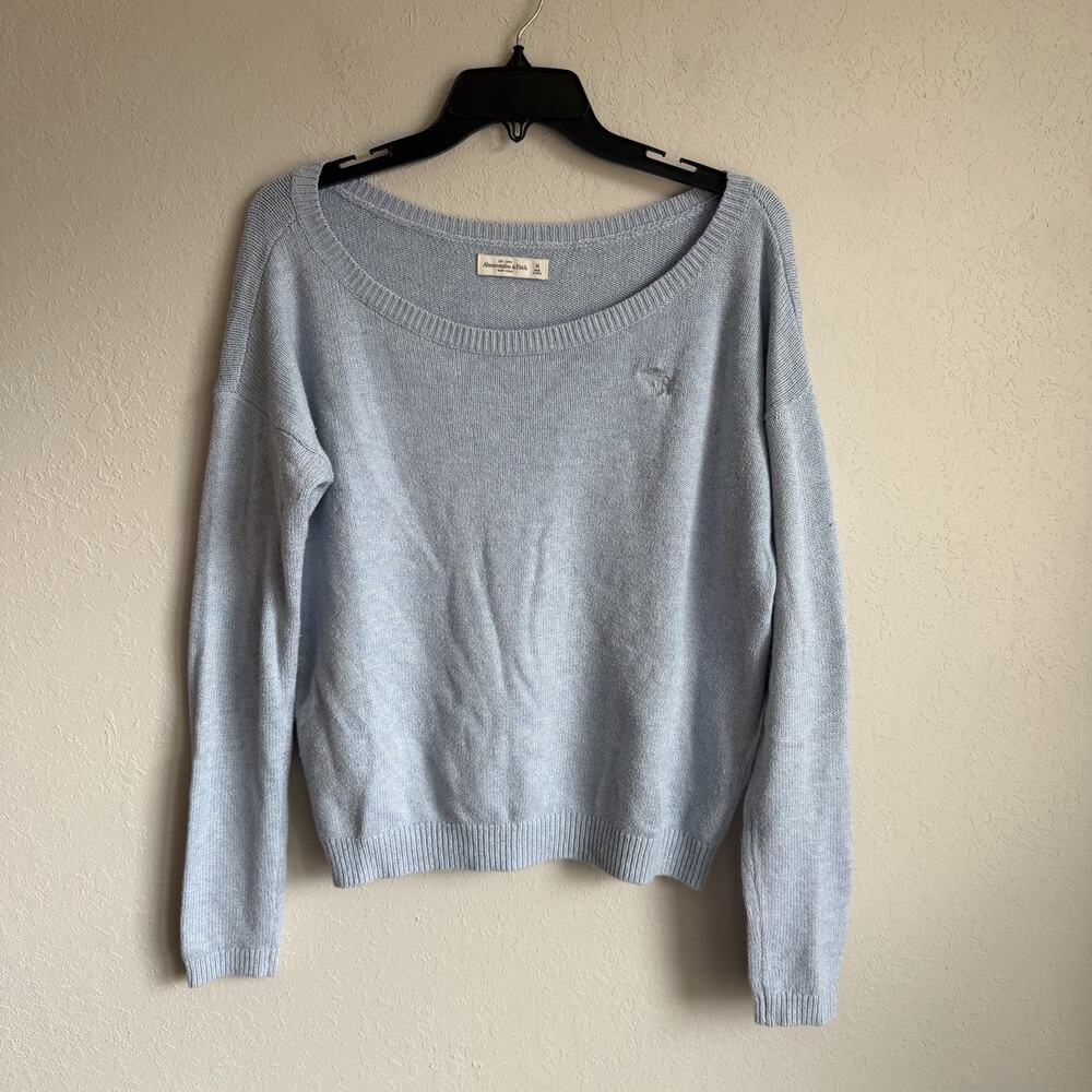 Abercrombie & Fitch Light Blue Off the Shoulder Sweater Womens M Casual - Picture 1 of 6